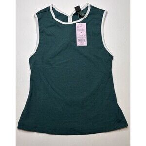 Women’s Wild Fable Racerback Ribbed Tank Top Dark Teal/White Trim Size M
